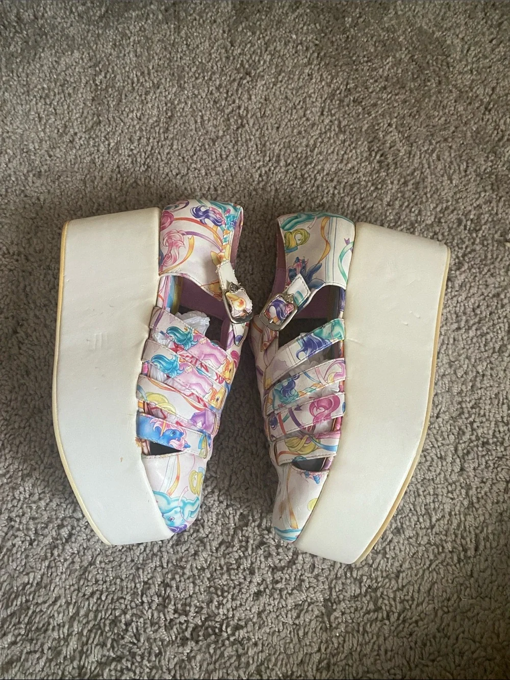 Iron Fist My little pony Multi-Color Printed platform sandals size 6 US